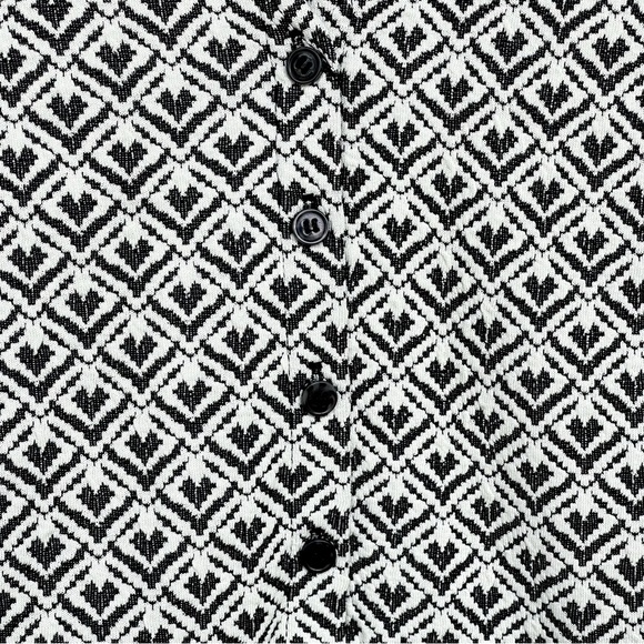 LOFT Ann Taylor Jacquard Mini Dress Flounce Swing Long Sleeve V-Neck Ruffle Hem - Picture 4 of 11